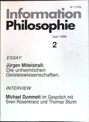 Bild des Verkufers fr Die unheimlichen Geisteswissenschaften: in - Information Philosophie Nr. 2/96. zum Verkauf von books4less (Versandantiquariat Petra Gros GmbH & Co. KG)