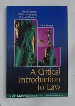 Bild des Verkufers fr A Critical Introduction to Law. Third Edition. zum Verkauf von Plurabelle Books Ltd