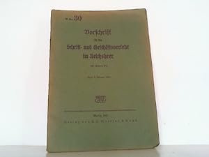 Image du vendeur pour Vorschrift fr den Schrift- und Geschftsverkehr im Reichsheer. H.Dv. 30. Vom 8. Oktober 1931. mis en vente par Antiquariat Ehbrecht - Preis inkl. MwSt.