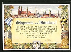 Bild des Verkäufers für Ansichtskarte München, Gasthaus Hofbräuhaus, Trinker-Telegramm zum Verkauf von Bartko-Reher