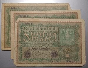 Reichsbanknote fünfzig mark Reihe 1 + 2 + 3 1919