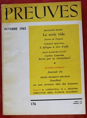 Image du vendeur pour PREUVES - Revue n176 (1965) Carlos Lacerda, Stendhal, Eugne Ionesco. mis en vente par Bouquinerie Spia