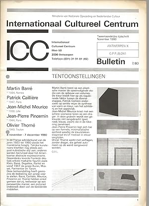 Image du vendeur pour ICC / Internationaal Cultureel Centrum - Tweemaandelijks Tijdschrift - November 1980 mis en vente par The land of Nod - art & books