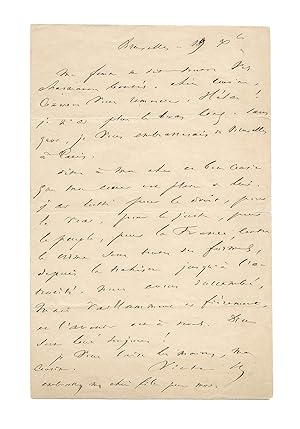 Victor HUGO / Lettre autographe signée / Coup d'Etat / Napoleon III / Exil / France / Liberté