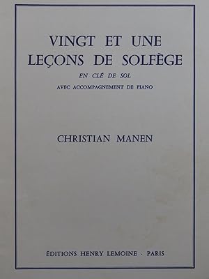 Seller image for MANEN Christian Vingt et Une Leons de Solfge 1976 for sale by partitions-anciennes
