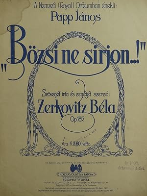 Immagine del venditore per ZERKOVITZ Bla Bzsi ne Sirjon Op 185 Chant Piano ca1920 venduto da partitions-anciennes