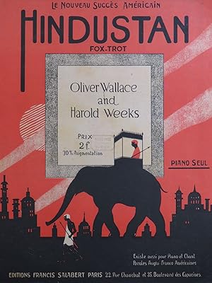 Image du vendeur pour WALLACE Olivier WEEKS Harold Hindustan Fox Trot Piano 1918 mis en vente par partitions-anciennes