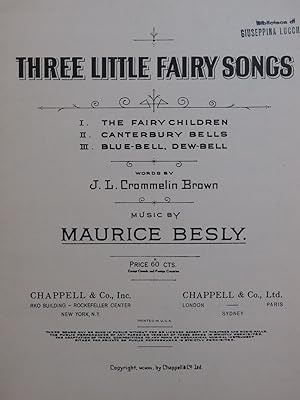 Image du vendeur pour BESLY Maurice Three Little Fairy Songs Chant Piano 1939 mis en vente par partitions-anciennes
