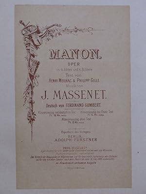 Seller image for MASSENET Jules Manon allemand deutsch Opra Chant Piano for sale by partitions-anciennes