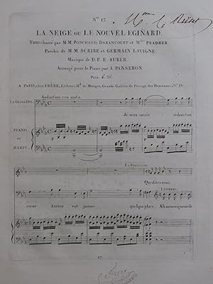 Seller image for AUBER D. F. E. La Neige ou Le Nouvel Eginard No 13 Chant Harpe ou Piano ca1825 for sale by partitions-anciennes