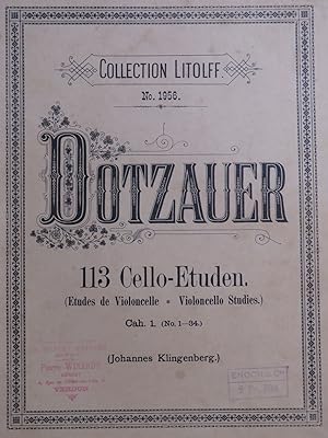 Bild des Verkufers fr DOTZAUER J. J. F. Etudes 1er Cahier Violoncelle zum Verkauf von partitions-anciennes