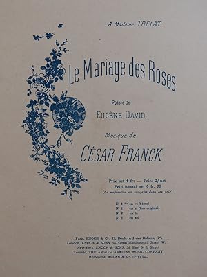 Bild des Verkufers fr FRANCK Csar Le Mariage des Roses Chant Piano zum Verkauf von partitions-anciennes