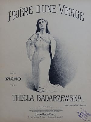 Bild des Verkufers fr BADARZEWSKA Thcla Prire d'une Vierge Piano ca1900 zum Verkauf von partitions-anciennes