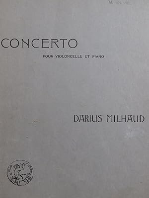 MILHAUD Darius Concerto Piano Violoncelle 1936