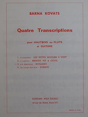 PERGOLESI G. B. Siciliano Guitare Hautbois ou Flûte 1970
