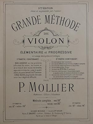 Seller image for MOLLIER P. Grande Mthode de Violon 1re partie Violon for sale by partitions-anciennes