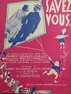 Seller image for CHANTRIER Albert Savez vous ! Chant Piano 1925 for sale by partitions-anciennes