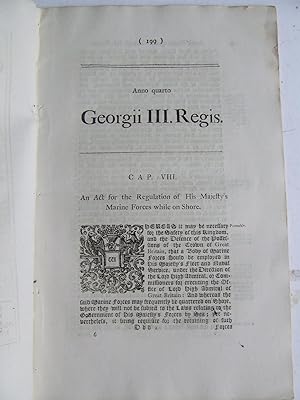 Imagen del vendedor de An Act for the regulation of His Majesty's Marine Forces while on shore a la venta por McLaren Books Ltd., ABA(associate), PBFA