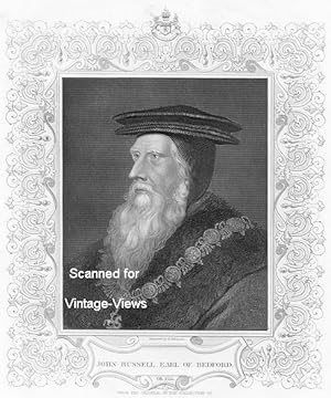 Historical Antique Portrait Print JOHN RUSSELL, EARL OF BEDFORD