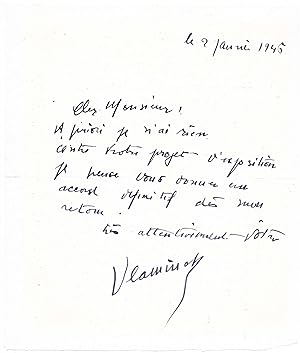 Maurice de VLAMINCK / Lettre autographe signée / Peinture
