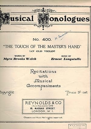 Image du vendeur pour Touch of the Master's Hand - an Old Violin - Musical Monologues No. 400 Recitations with Musical Accompaniments mis en vente par ! Turtle Creek Books  !