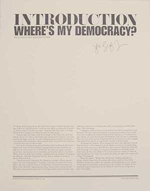Introduction, Where's My Democracy? (Signed Broadside)