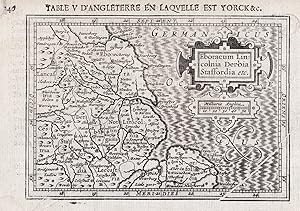 Image du vendeur pour Eboracum Lincolnia Derbia Staffordia etc." - Norfolk Lincolnshire England Great Britain map Karte carte mis en vente par Antiquariat Steffen Vlkel GmbH