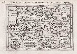 "Guascogne" - Gascogne map Karte carte gravure