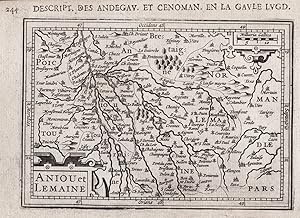 Image du vendeur pour Aniou et Lemaine" - Anjou Maine Pays de la Loire map Karte carte gravure mis en vente par Antiquariat Steffen Vlkel GmbH