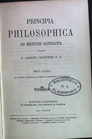 Imagen del vendedor de Principia Philosophica ad Mentem Aquinatis. a la venta por books4less (Versandantiquariat Petra Gros GmbH & Co. KG)