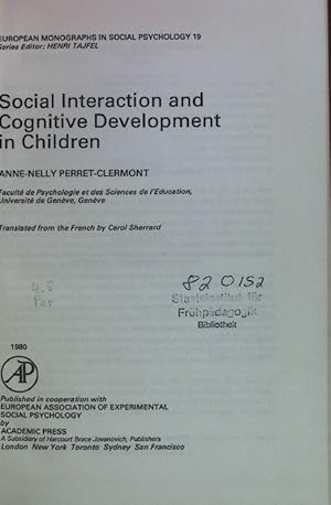 Bild des Verkufers fr Social Interaction and Cognitive Development in Children zum Verkauf von books4less (Versandantiquariat Petra Gros GmbH & Co. KG)