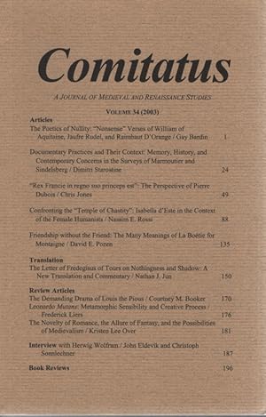 Bild des Verkufers fr Comitatus: A Journal of Medieval and Renaissance Studies, 34. zum Verkauf von Fundus-Online GbR Borkert Schwarz Zerfa