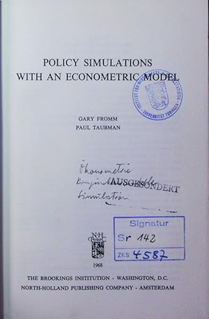 Image du vendeur pour Policy simulations with an econometric model. mis en vente par Antiquariat Bookfarm