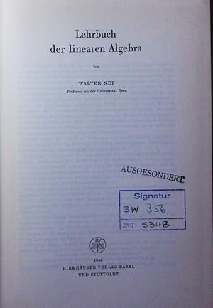 Seller image for Lehrbuch der linearen Algebra. for sale by Antiquariat Bookfarm
