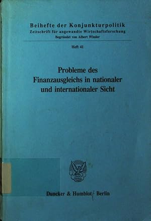 Bild des Verkufers fr Probleme des Finanzausgleichs in nationaler und internationaler Sicht. im Mai 1993 in Bonn, [56. Mitgliederversammlung]. zum Verkauf von Antiquariat Bookfarm
