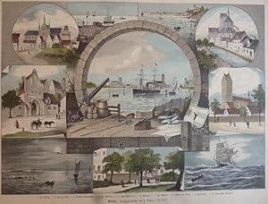 kolorierter Holzstich (Vielansicht) - Wismar Souvenirblatt