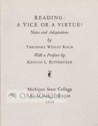 Imagen del vendedor de Reading: a Vice or a Virtue?: Notes and Adaptations a la venta por Redux Books