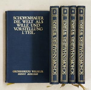 Imagen del vendedor de Schopenhauers smtliche Werke in fnf Bnden (5 Bde. compl.). Grossherzog Wilhelm Ernst Ausgabe. a la venta por antiquariat peter petrej - Bibliopolium AG