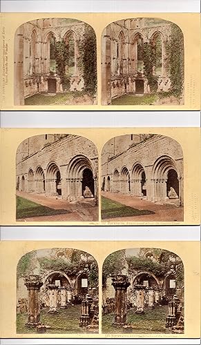 GROUP OF 6 TINTED STEREOVIEWS OF TINTERN ABBEY AND FOUNTAINS ABBEY