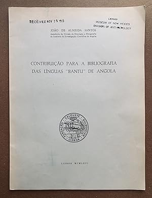 Image du vendeur pour Contribuicao Para A Bibliografia Das Linguas "Bantu" De Angola - Joao De Almeida Santos mis en vente par Big Star Books