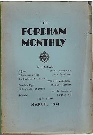 Seller image for THE FORDHAM MONTHLY March 1934 for sale by The Avocado Pit