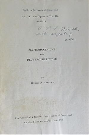 Seller image for Guide to the Insects of Connecticut. Part VI. The Diptera or True Flies of Connecticut. FASCICLE 8: Blepharoceridae and Deuterophlebiidae for sale by Moneyblows Books & Music