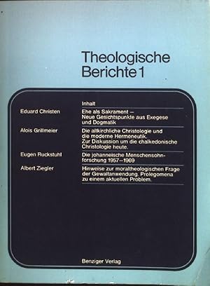 Immagine del venditore per Theologische Berichte; Teil: 1., Ehe als Sakrament : Neue Gesichtspunkte aus Exegese und Dogmatik;. venduto da books4less (Versandantiquariat Petra Gros GmbH & Co. KG)