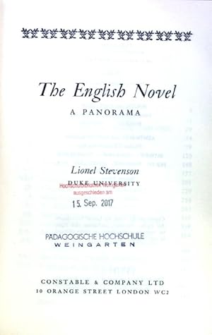 Bild des Verkufers fr The English Novel. A Panorama; zum Verkauf von books4less (Versandantiquariat Petra Gros GmbH & Co. KG)