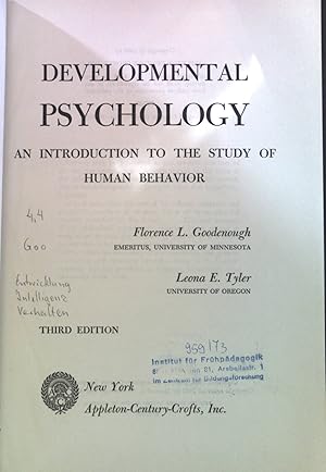Bild des Verkufers fr Developmental Psychology an Introduction to the Study of Human Behavior. zum Verkauf von books4less (Versandantiquariat Petra Gros GmbH & Co. KG)