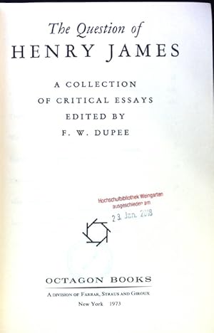 Immagine del venditore per The Question of Henry James. A Collection of Critical Essays; venduto da books4less (Versandantiquariat Petra Gros GmbH & Co. KG)