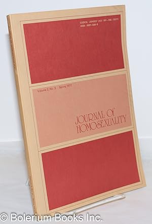 Seller image for Journal of Homosexuality: vol. 2, #3, Spring 1977 for sale by Bolerium Books Inc.