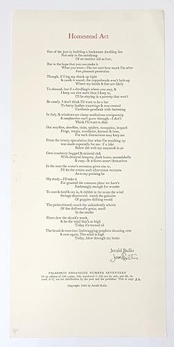 Seller image for Homestead Act [signed broadside] for sale by Bolerium Books Inc.