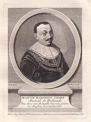 Bild des Verkufers fr Martin Harpertz Tromp" - Maarten Harpertszoon Tromp (1598-1653) Army general admiral Dutch Navy Luitenant Admiral Portrait zum Verkauf von Antiquariat Steffen Vlkel GmbH