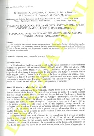 Indagine ecologica sulla grotta sottomarina delle Corvine (Nardò, Lecce): dati preliminari.
